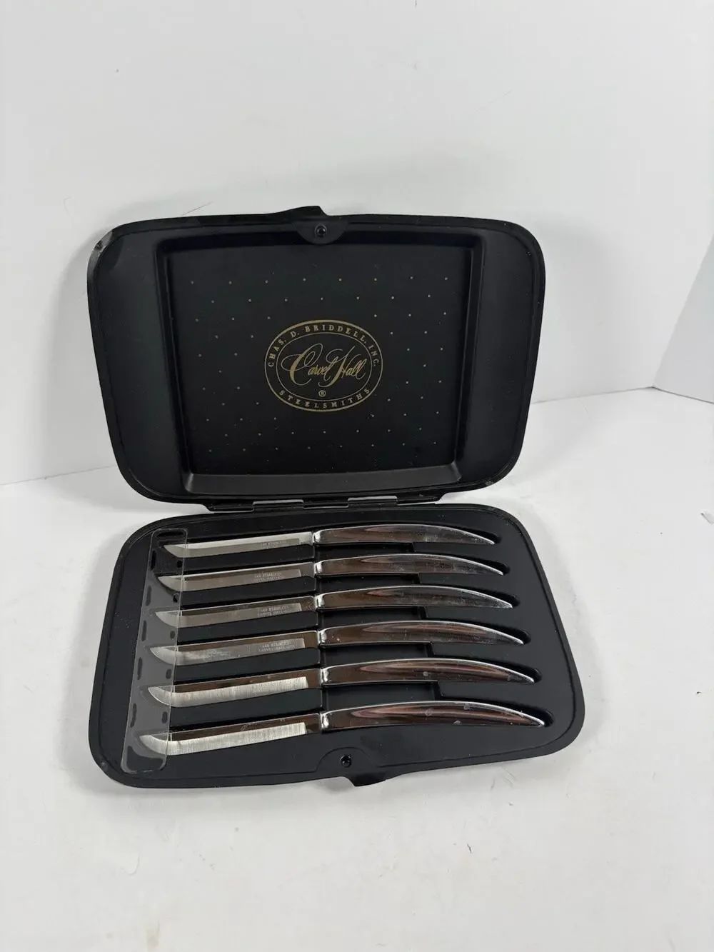 Vintage Carvel Hall 6 Pc Steak Knife Set 440 Stainless USA w Case